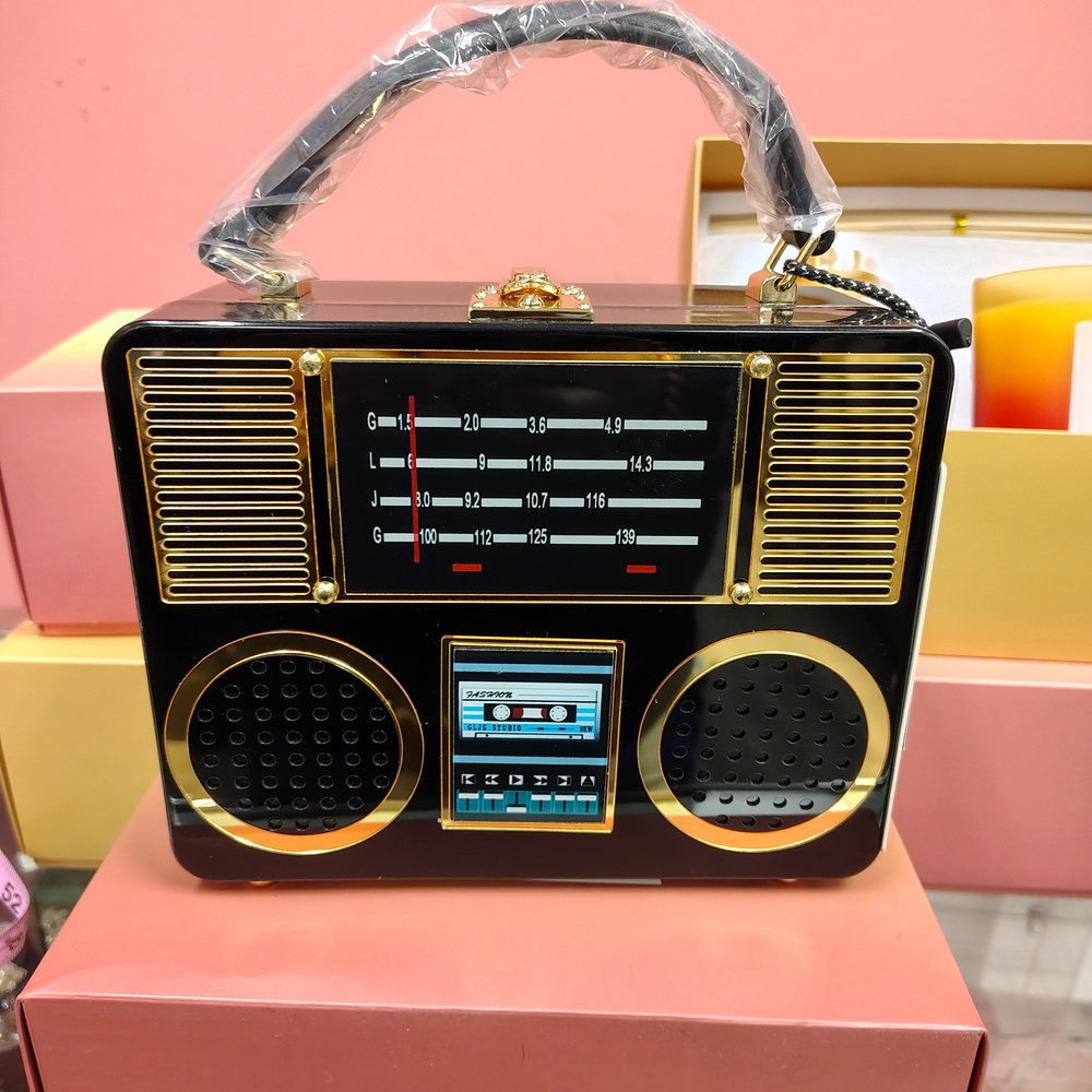Retro Black and Gold Crossbody Bag